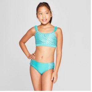 2 Piece Swimsuit Mermaid  XXL (18) Turquoise UPF 50+ Cat And Jack